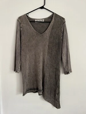 Sudadera túnica manga larga mezcla modal de algodón gris talla pequeña M Rena para mujer Foto 1 de 4