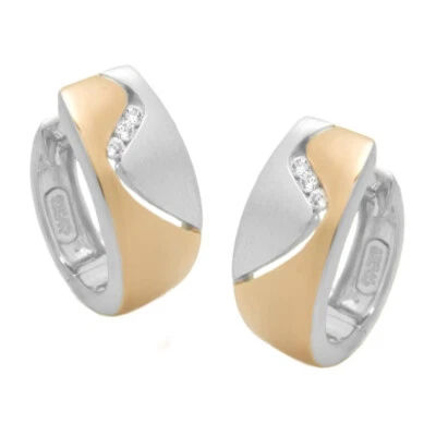 Orecchini Creole Argento 925 Placcato IN Oro Rosso Protezione Avviamento Je 3 Cz - Immagine 1 di 3