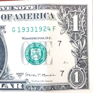 1933 - 1924 Tombstone Dual Year Note One Dollar Bill Fancy Serial Number - Picture 1 of 3