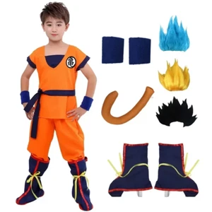 Son Goku Cosplay Costume, Anime Outfit with Wig,Tail & Wrister for Kids & Adults - Picture 1 of 19