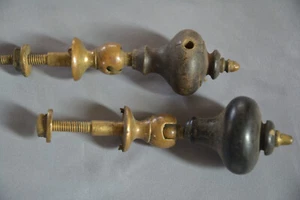 FINE PAIR ANTIQUE EASTLAKE EBONIZED TEARDROP DRESSER DRAWER PULLS C 1880 (V119) - Picture 1 of 10