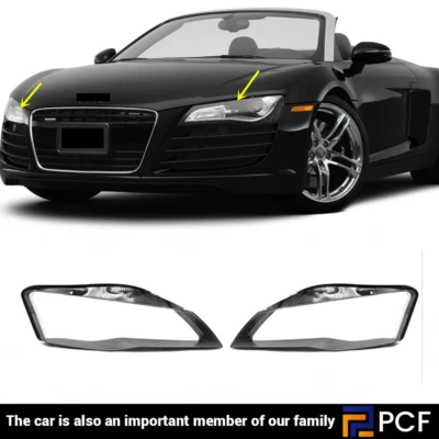 For Audi R8 2008-2014 Left Right Side Front Headlight Headlamp Lens Cover 2Pcs - Image 1 of 4