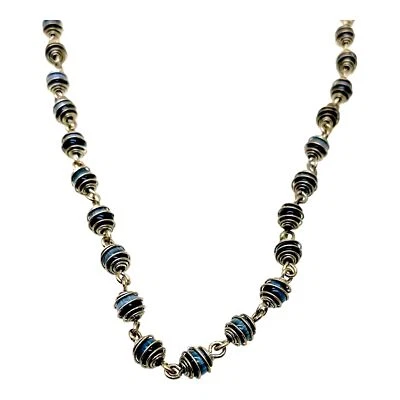 Collar Kenneth Cole 16" Y2K Gargantilla Plateada Ojo de Gato Vidrio Chatoyant Boho Foto 1 de 4