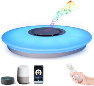 Ceiling Lights with Bluetooth Speaker, 15 Inch Smart Ceiling Lamp Compatible wit - Picture 1 of 12