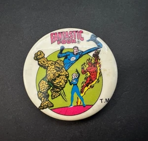 Vintage 1975 Marvel FANTASTIC FOUR pinback button 1.5 Inch Thing Flame Invisible - Picture 1 of 5