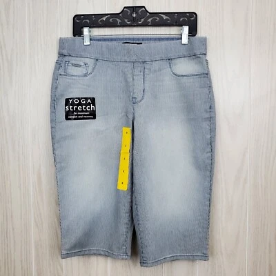 NINE WEST Feminino Heidi Pull On Yoga Skimmer Elástico Tamanho 8 Listrado Azul e Branco - Imagem 1 de 4