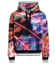 NWT Dolce & Gabbana Luminaire-Print Stretch Striped DG Logo Hoodie Sz L $1195.00 - Picture 1 of 21