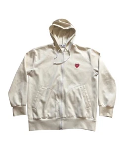 Comme Des Garcons Play Full Zip Hoodie Men’s XL Pale Yellow Hooded Made in Japan - Picture 1 of 20