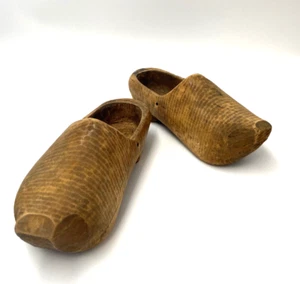 Wooden Shoes carved sculpture, display only, folk art clogs handmade souvenir - Picture 1 of 3