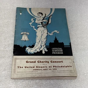 Rare Grand Charity Concert United Singers of Philadelphia 1931 Souvenir Program - Picture 1 of 15