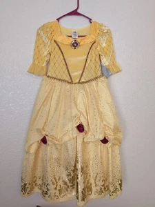 Disney Store Princess Belle Dress Up Costume Gown Red Roses Girls Size 7/8 - Picture 1 of 18