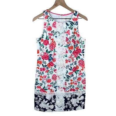 Eliza J Womens Multicolor Floral Embroidered Sleeveless Shift Dress 6 - Image 1 of 4