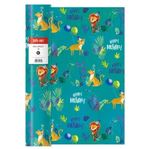 Jack & Lily Jungle Happy Birthday Roll Wrap Christmas 3 m x 700 mm - Picture 1 of 1