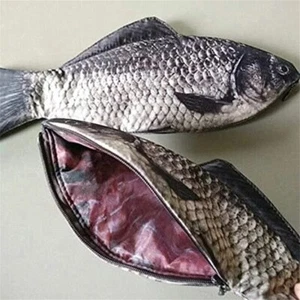 Fish Pencil Bag Funny School Pouch Case for Pen Makeup Zip Bag Realistic Shape - Picture 1 of 12