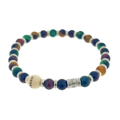 Bracciale Elastico Unisex Gerba LAB078E Pietre Naturali Inserti Argento 925 - Immagine 1 di 2
