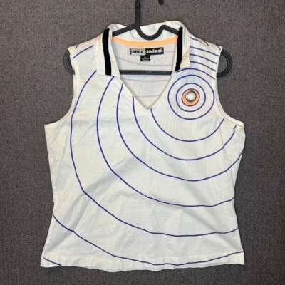 Jamie Sadock Shirt Women's Medium White Cyber Y2k Sleeveless Golf  Sport  - Image 1 of 4