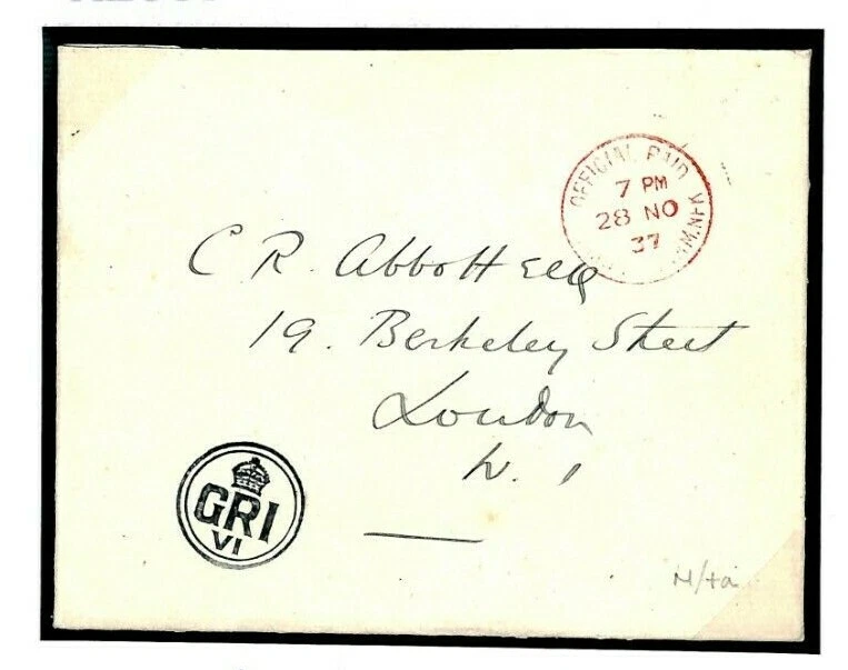 GB POSTMARK/CYPHER ERROR *GVI/RI* Norfolk Sandringham 1937 ROYALTY Cover R209c - Image 1 of 4