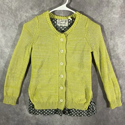 Cárdigan tejido camisero a lunares verde lima Anthropologie de Field Flower talla XS Foto 1 de 4