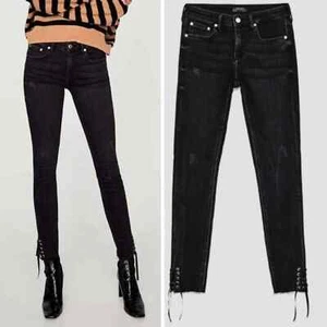 Zara | Midrise Skinny Lace Up Jeans - Picture 1 of 5