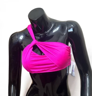 Top de bikini asimétrico Trina Turk Monaco rosa copas extraíbles talla 4 y 6 Foto 1 de 4
