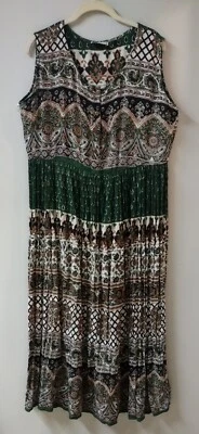 Vestido midi vintage STARINA Rayón India estampado sin mangas M/L Foto 1 de 4
