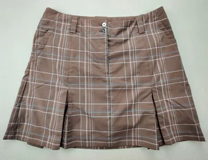 Nike Golf Fit-Dry Damen Gr. 10 braun kariert plissiert Sport Skort mit Untershorts - Bild 1 von 9