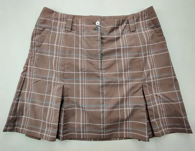 Nike Golf Fit-Dry Wmn's Sz 10 Brown Plaid Pleated Athletic Skort w/ Under Shorts - Image 1 of 4