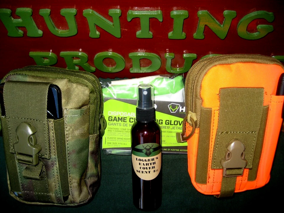 ONE LOGGER'S  COMPACT- CHOICE ORANGE or GREEN CAMO 4oz EARTH COVER SCENT+ GLOVES - Image 1 of 4