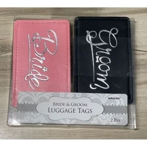 Etiquetas de equipaje para novios rosa y negro - Imagen 1 de 4
