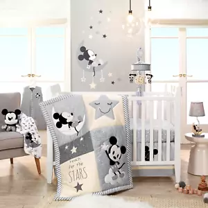 Disney Baby Mickey Mouse On The Moon Gray & Yellow Wall Decals by Lambs & Ivy - Picture 1 of 4