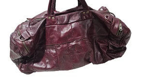 Vintage Leder Seesack groß burgund Reise Sporttasche Used-Look - Bild 1 von 10