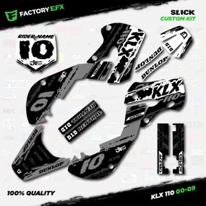 Gray & White Racing Graphics Sticker Kit fit Kawasaki KLX110 00-09 Decal - Picture 1 of 5