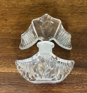 Art Deco Glass Perfume Bottle Scent Clear Etched c1930s Small 4” Tall - Picture 1 of 6