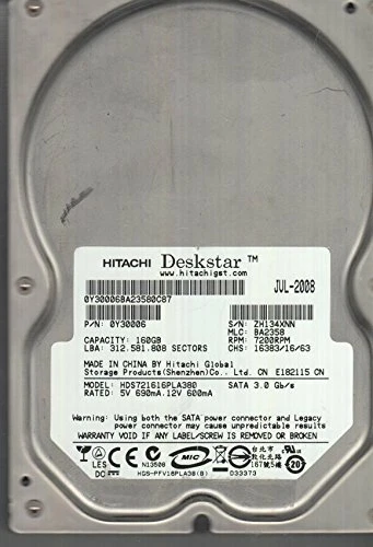 Hitachi 160GB SATA 3.5 Hard Drive HDS721616PLA380 - Image 1 of 1