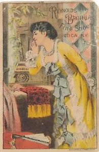 Utica, New York Reynolds Brothers Fine Shoes Victorian Trade Card, Signed! - Picture 1 of 2