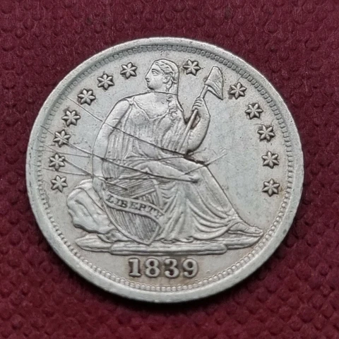 1839 Seated Liberty Half Dime 5c High Grade UNC Details #45994 Cover