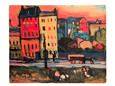 Tablero de carteles Casas en Munich Alemania 1908 Wassily Kandinsky Repro 23,5" x 29" Foto 1 de 4