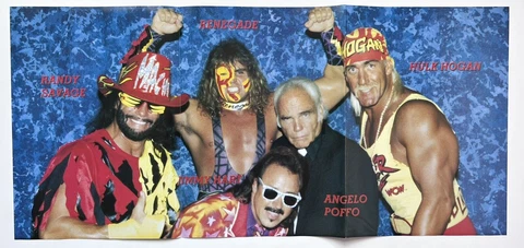 HULK HOGAN  10.75" x 23.25” double sided Poster RANDY SAVAGE wrestling wwf wcw Cover