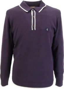 Gabicci Vintage Mens Lineker Grape Knitted Polo
