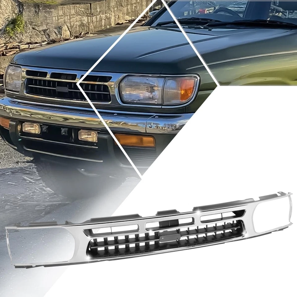 Carcasa de rejilla cromada/argent estilo OE para Nissan Pathfinder 96-99 con ranura para insignia Foto 1 de 4