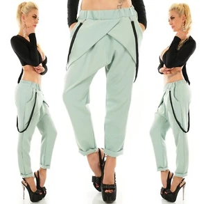 Damen Hose Harem Stoffhose Baggy Boyfriend Freizeit Träger Bänder 36-40 - Bild 1 von 23