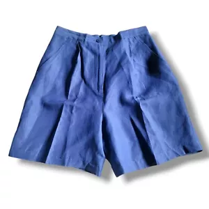 Calssiques Entier Silk Linen Ultra High Rise Tailored Dress Shorts XS Blue - Picture 1 of 7