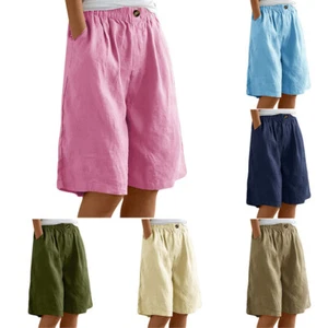 Women Capri Pants Casual Loose Jogger Wide Leg Summer Drawstring Yoga Sweatpants - Picture 1 of 22