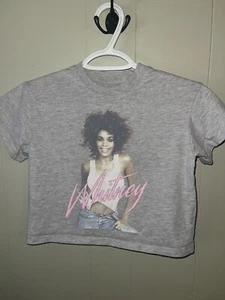 Whitney Houston Mädchen kleines 6/6X bauchfreies Oberteil T-Shirt grau abgeschnitten Album Band Musik - Bild 1 von 3