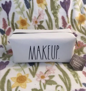 Neu mit Etikett Rae Dunn LL "MAKE-UP". Weiß Vinyl Reißverschluss Make-up Etui Kosmetiktasche Tasche - Bild 1 von 8