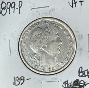 1899-P MEZZO DOLLARO ARGENTO BARBIERE ~ VF+ ~ BELLA MONETA~ - Foto 1 di 2