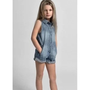 NEW! One Teaspoon Mini Braxton Playsuit Denim Blue Girl's Size 7 8 - Picture 1 of 3