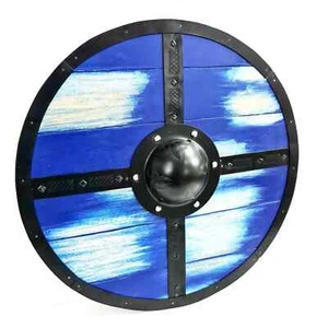 Escudo vikingo único de madera medieval listo para la batalla escudo vikingo perfecto disfraces - Imagen 1 de 6