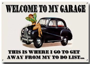 WELCOME TO MY GARAGE METAL SIGN,CLASSIC,RETRO,GARAGE,MECHANIC,TOOLS.VINTAGE - Picture 1 of 1