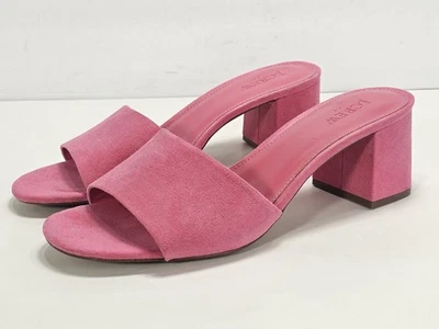 Sandalias J.Crew Rosa Gamuza Tacón Bloque Punta Abierta Para Mujer Talla 9 Estilo #BN858 Foto 1 de 4